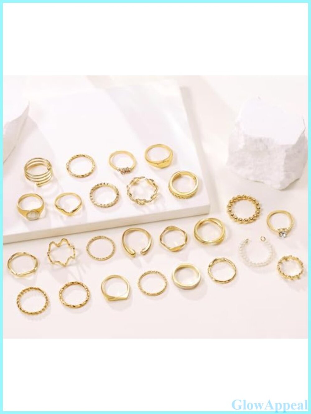 25 Pc Chunky Stacking Rings Set Adjustable Midi Statement Rings Gift Box - Picture 4 of 6